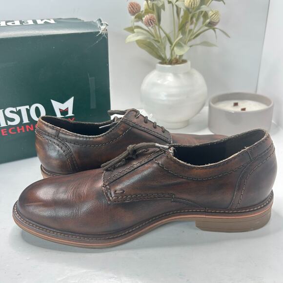 Mephisto Waino Leather Derby Shoes Lace Up Dark Brown Men 9 Tried On Comfort - Picture 5 of 10